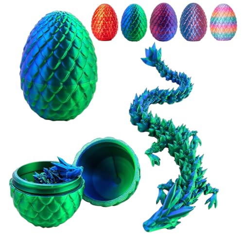 Jiounie Drachenei Mit Drache 3D, 3D Gedruckter Drache, 3D Drache, Realistische Dracheneier Im Ei Gelenkiger Voll Beweglicher, Überraschungs Easter Dracheneier Wohnkultur (Strahlungsgrün) von Jiounie