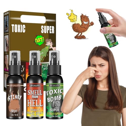 Jiounie Furzspray, Stinkbomben Extrem Pupsspray, Stink Spray, pupsspray, furzspray extrem, Stinkspray Halloween Aprilscherz Prank Sachen, Geeignet für Streiche mit Familie oder Freunden(DREI Düfte) von Jiounie