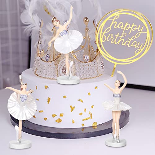3 Stück Ballett-Mädchen-Kuchenaufsatz, Backen, Kuchendekoration, Werkzeuge, süßes Mädchen, Dessert, Tischdekoration, Geburtstags-Schreibtisch-Ornamente (A, Einheitsgröße) von Jipersuo
