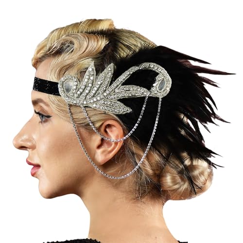 Damen-Kopfbedeckung, Feder-Kopfbedeckung, Party, Tanz, Nachmittagstee, Hochzeit, Kopfbedeckung, Karneval, Kostüm, Zubehör (grau, Einheitsgröße) von Jipersuo