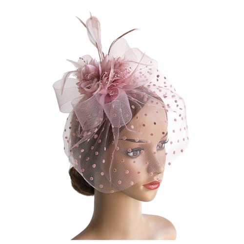 Haarreif für Damen, Teeparty, Hochzeit, Blume, Cocktail, Netzfedern, Haarspange, Festival, Kostümzubehör (Einheitsgröße) von Jipersuo