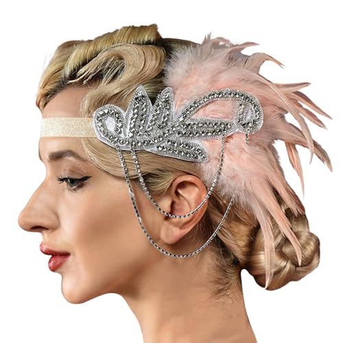 Jipersuo Damen-Kopfbedeckung, Feder-Kopfbedeckung, Party, Tanz, Nachmittagstee, Hochzeit, Kopfbedeckung, Karneval, Kostümzubehör (Einheitsgröße) von Jipersuo