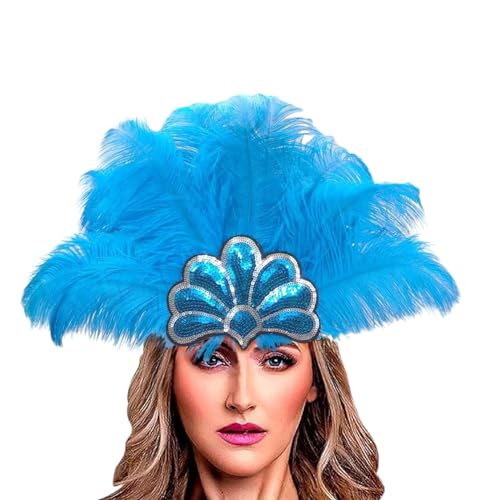 Jipersuo Damen-Kopfbedeckung, Feder-Kopfbedeckung, Party, Tanz, Nachmittagstee, Hochzeit, Kopfbedeckung, Karnevals-Zubehör (Himmelblau, Einheitsgröße) von Jipersuo