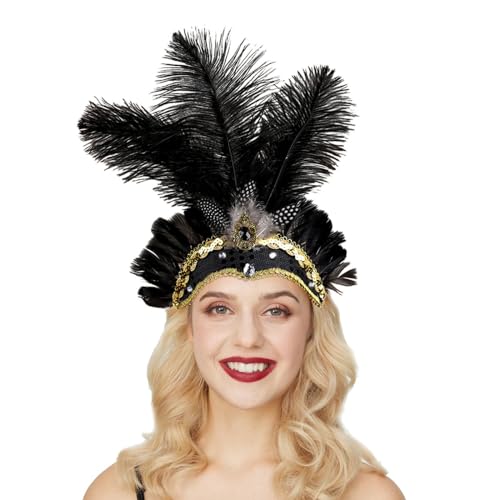 Jipersuo Damen-Kopfbedeckung, Feder-Kopfbedeckung, Party, Tanz, Nachmittagstee, Hochzeit, Kopfbedeckung, Karnevalskostüm, Schwarz, Einheitsgröße Jipersuo Damen-Kopfbedeckung, Feder-Kopfbedeckung, Party, Tanz, Nachmittagstee, Hochzeit, Kopfbedeckung, Karnevalskostüm, Schwarz, Einheitsgröße von Jipersuo