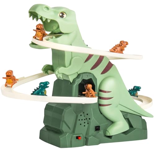 Jipersuo Dinosaurier Kletterrutsche Musikspielzeug Interaktive Dinosaurier Spielzeugfiguren für Kinder Spielzeug Rennbahn pielbahn Rutsche Rollenspiel für Kinder Geschenk von Jipersuo