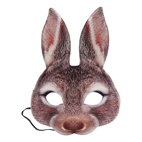 Jipersuo Halloween-Masken für Ostern, Karneval, Party, Make-up, Kaninchen, Tier, Cartoon, Abschlussball (Braun, 26 cm) von Jipersuo