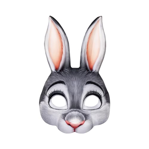 Jipersuo Halloween Ostern Karneval Party Make-up Kaninchen Tier Cartoon Lustige Masken (Grau, 26 cm) von Jipersuo