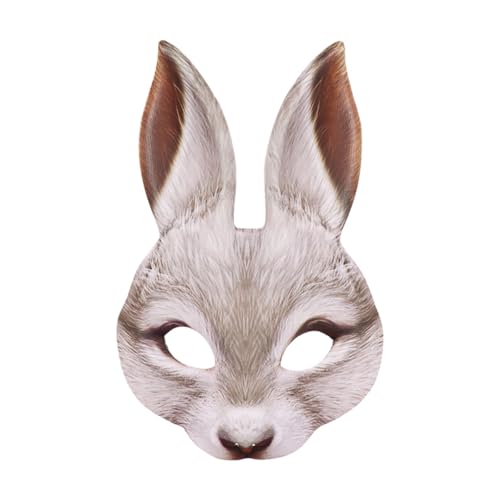 Jipersuo Halloween Ostern Karneval Party Make-up Kaninchen Tier Cartoon Tiermasken (Weiß, 26 cm) von Jipersuo