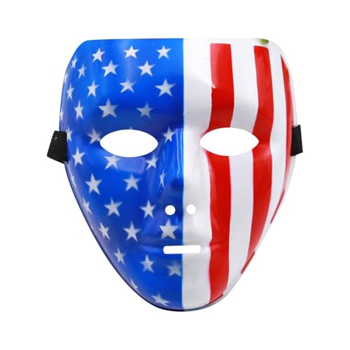 Jipersuo Patriotische Vollgesichtsmasken aus Kunststoff, perfekt für Partys, Veranstaltungen und Feiern, Tiermasken (Blau, 19 cm) von Jipersuo