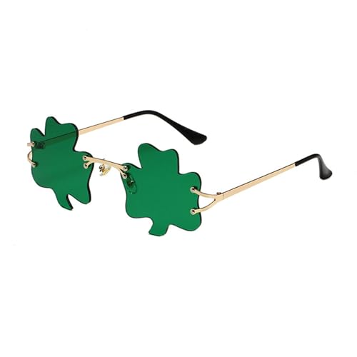 Jipersuo St. Patrick's Day Irische Brille, grüne Sonnenbrille, vierblättrige Sonnenbrille, irische Motto-Party-Dekoration (C, 15 x 14 x 5 cm) von Jipersuo