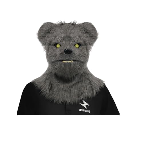 Jipersuo Werden Sie wild mit unserem trendigen Tier – Wahl für Festivals, Themenveranstaltungen und Verkleidungsabenteuer!1 lustige Maske (grau, 25 cm) von Jipersuo