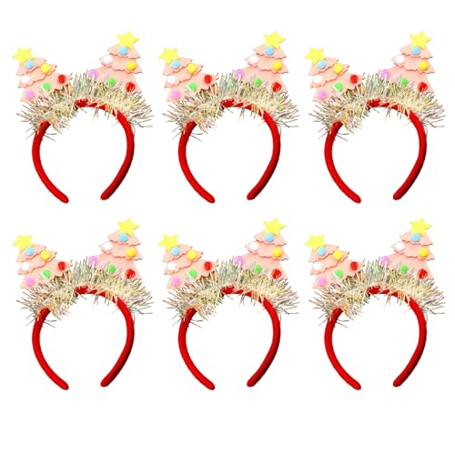 Jiqoe 6 x Weihnachtsbaum-Stirnbänder, Festival-Kopfschmuck, bequemer Cartoon-Haarreif für Urlaub, Party, bequem Jiqoe 6 x Weihnachtsbaum-Stirnbänder, Festival-Kopfschmuck, bequemer Cartoon-Haarreif für Urlaub, Party, bequem von Jiqoe