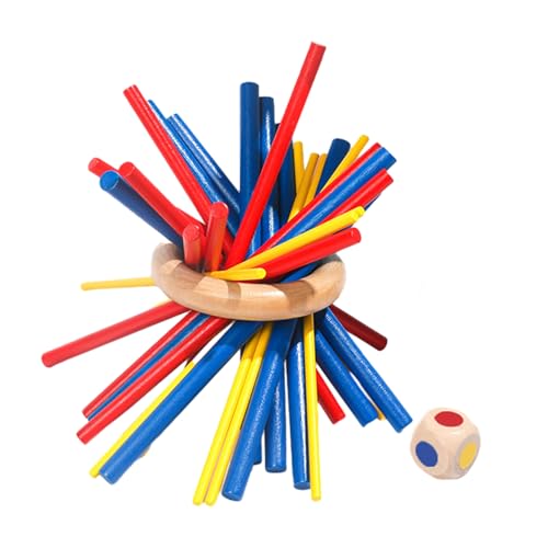 Jiqoe Holzstangen Und Würfeln Spielset Für Kinder Fine Motor Skills 2 Spieler Spiel Vielseitiges Holzstock Spielset von Jiqoe