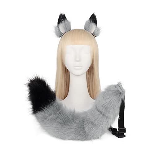 Jiqoe Ohren- und Schwanz-Set mit Ohren und Haarreif mit pelzigem Schwanz, Maskerade, Halloween, Cosplay, Party, Kostüm, Anime, Cosplay, Requisiten Jiqoe Ohren- und Schwanz-Set mit Ohren und Haarreif mit pelzigem Schwanz, Maskerade, Halloween, Cosplay, Party, Kostüm, Anime, Cosplay, Requisiten von Jiqoe