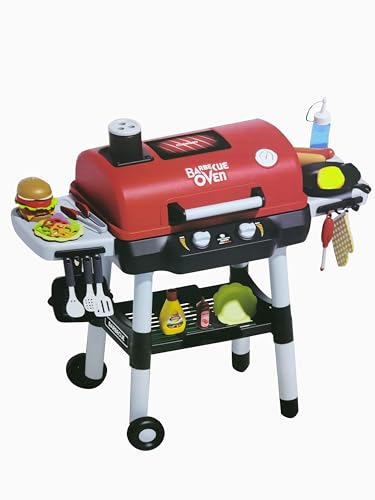 Kinder Küche Spielzeug, BBQ Grill Playset Kochen Interaktives Spiel Spielzeug mit Pretend Rauch, Licht, Ton, Grill Kinder Chef Spielen Kochen Zubehör, Geschenk für Jungen Mädchen von Jisejima