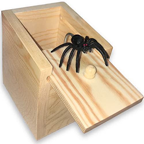Jishi Große Spinnen-Streich-Box, Gag-Geschenk, lustige Holz-Überraschungs-Geschenkbox für Geld oder Bargeld, Spinnenstrumpffüller, Streich Spielzeug für Kinder 4–8–12 Jungen, Weihnachten, weißer Jishi Große Spinnen-Streich-Box, Gag-Geschenk, lustige Holz-Überraschungs-Geschenkbox für Geld oder Bargeld, Spinnenstrumpffüller, Streich Spielzeug für Kinder 4–8–12 Jungen, Weihnachten, weißer von Jishi