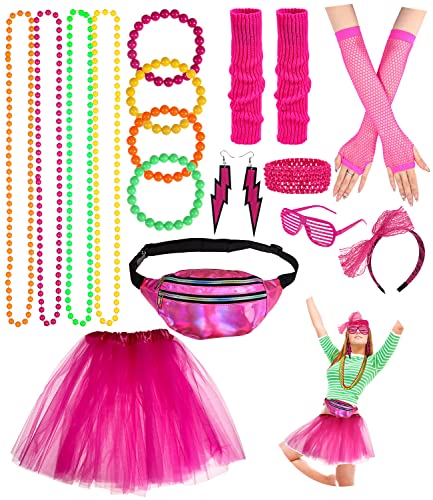 Jissta 80 90 Jahre Outfit Damen,Stirnband Ohrring Halskette Brille Tutu, Gürteltasche, 80er Kostüme Accessoires,für Frauen Mädchen Erwachsene 80 Jahre Thema Party Karneval Fasching Jissta 80 90 Jahre Outfit Damen,Stirnband Ohrring Halskette Brille Tutu, Gürteltasche, 80er Kostüme Accessoires,für Frauen Mädchen Erwachsene 80 Jahre Thema Party Karneval Fasching von Jissta