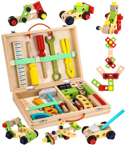 Spielzeug ab 3 Jahre Junge, Werkzeugkisten aus Holz, Bauspielzeug Zum Selbermachen,Geschenkspielzeug für Kinder im Alter von 3 4 5 6 7 8 Jahren Spielzeug ab 3 Jahre Junge, Werkzeugkisten aus Holz, Bauspielzeug Zum Selbermachen,Geschenkspielzeug für Kinder im Alter von 3 4 5 6 7 8 Jahren von Jissta