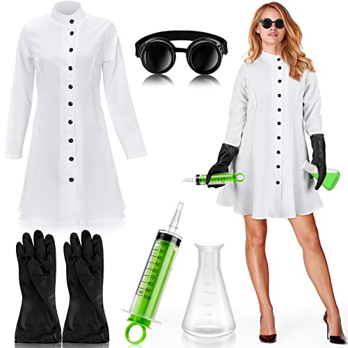 Jiuguva 5-teiliges verrücktes Wissenschaftler-Kostüm für Erwachsene, Halloween-Party-Kostüm, Schwarz, L von Jiuguva