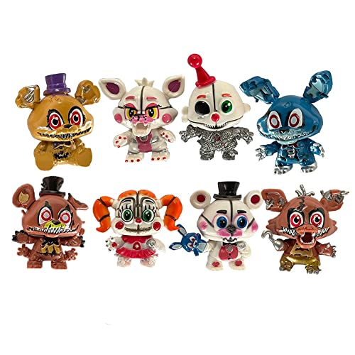 8 PCS Five Nights Game Figures 5-6cm Bear Foxy Sister Location Horror Action FNAF Figures Movable Joints for Kids Birthday Halloween von Jiumaocleu