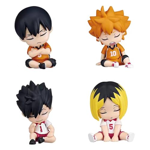 Jiumaocleu Haikyuu-Figur, Hinata-Shoyo-Figur, Kuchendekoration, Oikawa Tooru Look-Up-Figur, Anime, Tobio, Kageyama, Actionfigur, Desktop-Ornament, Geschenke, 4 Stück von Jiumaocleu