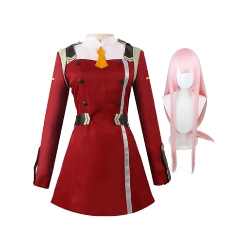 Jiumaocleu 02 Cosplay Zero Two Jumpsuit Anime 02 Kostüm für Damen Rot Zero Two Uniform Bodysuit Halloween Karneval Fasching Party von Jiumaocleu