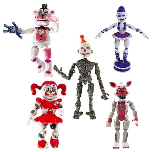 Jiumaocleu 6 PCS Five Nights Game Figures 5,5 Zoll leuchtender Bär Foxy Sister Location Funtime Horror Actionfiguren Bewegliche Gelenke für Kinder Geburtstag Halloween von Jiumaocleu