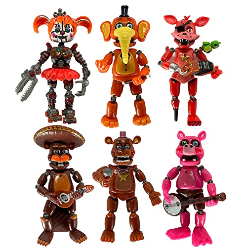 Jiumaocleu 6PCS Five Nights Game Figur 5,5 Zoll FNAF Actionfigur leuchtender Bär Foxy Sister Location Funtime Horror Figur Modell Handgefertigtes Sammlerstück Geschenke für Kinder von Jiumaocleu