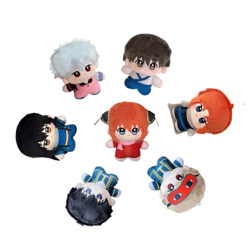 Jiumaocleu Anime, Sakata, Gintoki, weiche Puppe, Kagura, Stofffigur, Überwurf, niedliche Figur, Puppe, niedlich, handgefertigt, Taschendekoration, Schlüsselanhänger, Geschenke, 10 cm, 7 Stück Jiumaocleu Anime, Sakata, Gintoki, weiche Puppe, Kagura, Stofffigur, Überwurf, niedliche Figur, Puppe, niedlich, handgefertigt, Taschendekoration, Schlüsselanhänger, Geschenke, 10 cm, 7 Stück von Jiumaocleu