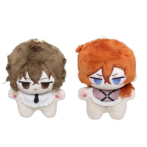 Jiumaocleu Anime-Cartoon-BSD Plüschfigur Dazai Osamu, gefüllte Figur, Nakahara Chuuya/Nakajima Atsushi, Puppen, zum Aufhängen, Schultaschen-Anhänger, warmes Geschenk, 10 cm, 2 Stück Jiumaocleu Anime-Cartoon-BSD Plüschfigur Dazai Osamu, gefüllte Figur, Nakahara Chuuya/Nakajima Atsushi, Puppen, zum Aufhängen, Schultaschen-Anhänger, warmes Geschenk, 10 cm, 2 Stück von Jiumaocleu
