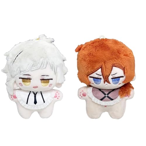 Jiumaocleu Anime-Cartoon-BSD Plüschfigur Dazai Osamu, gefüllte Figur, Nakahara Chuuya/Nakajima Atsushi, Puppen, zum Aufhängen, Schultaschen-Anhänger, warmes Geschenk, 10 cm, 2 Stück Jiumaocleu Anime-Cartoon-BSD Plüschfigur Dazai Osamu, gefüllte Figur, Nakahara Chuuya/Nakajima Atsushi, Puppen, zum Aufhängen, Schultaschen-Anhänger, warmes Geschenk, 10 cm, 2 Stück von Jiumaocleu