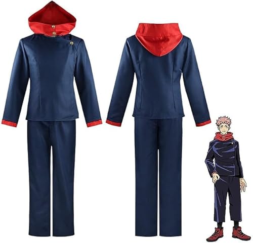 Jiumaocleu Anime Cosplay Costume Yuji Itadori School Uniform Outfits Suits Hooded Jacket + Pants Halloween Carnival Full Set Clothes Props von Jiumaocleu