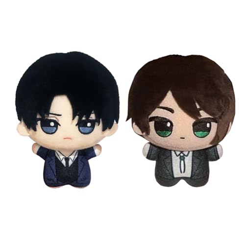 Jiumaocleu Anime-Figur Levi/Eren Jaeger, weiche Puppen, 10 cm, Mini-Cartoon-Plüschfigur, Taschenanhänger, Dekoration, Geschenke, 2 Stück Jiumaocleu Anime-Figur Levi/Eren Jaeger, weiche Puppen, 10 cm, Mini-Cartoon-Plüschfigur, Taschenanhänger, Dekoration, Geschenke, 2 Stück von Jiumaocleu