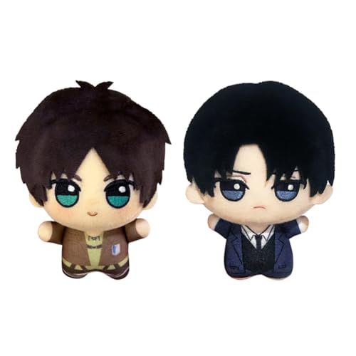 Jiumaocleu Anime-Figur Levi/Eren Jaeger, weiche Puppen, 10 cm, Mini-Cartoon-Plüschfigur, Taschenanhänger, Dekoration, Geschenke, 2 Stück Jiumaocleu Anime-Figur Levi/Eren Jaeger, weiche Puppen, 10 cm, Mini-Cartoon-Plüschfigur, Taschenanhänger, Dekoration, Geschenke, 2 Stück von Jiumaocleu