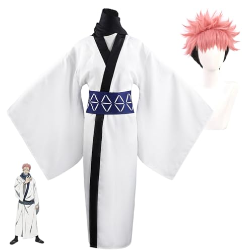 Jiumaocleu Anime Gojo Satoru Cosplay Kostüm mit Perücke - Kugisaki Nobara/Itadori Yuuji/Fushiguro Megumi Cosplay Outfits Anzüge Halloween Karneval Komplettes Set Kleidung Requisiten von Jiumaocleu
