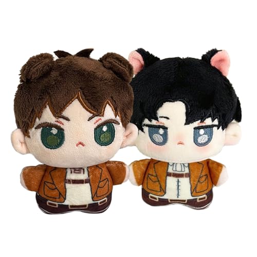 Jiumaocleu Anime Levi Plüschpuppen Eren Jaeger – Mini-Cartoon-Plüschfigur, Taschenanhänger, Dekoration, Geschenke, 12 cm, 2 Stück von Jiumaocleu
