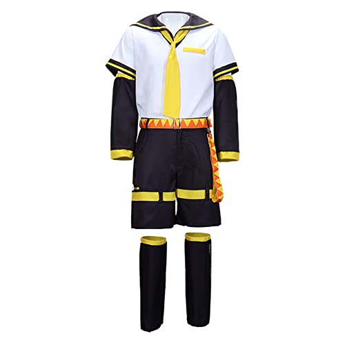 Jiumaocleu Anime Miku Cosplay Costume with Wig Kagamine Rin and Kagamine Len Cosplay Uniform Suits Full Set of Outfits Halloween Dress up for Men Women von Jiumaocleu