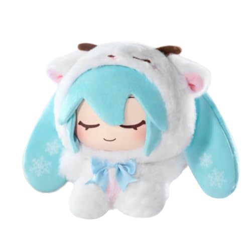 Jiumaocleu Anime Miku Figur Statue | Kagamine Len Plüsch Pyjama Stil Kagamine Rin Miku Anhänger 15 cm PVC Sammlerstück Auto-Dekoration Geschenke für Fans von Jiumaocleu