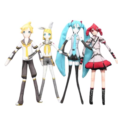 Jiumaocleu Anime-Miku-Puppen, weich, 28 cm, Kagamine Rin, Kasane Teto-Figur, drehbar, lustiges Geschenk, Sofa, Schlafzimmer, Heimdekoration, 4 Stück von Jiumaocleu
