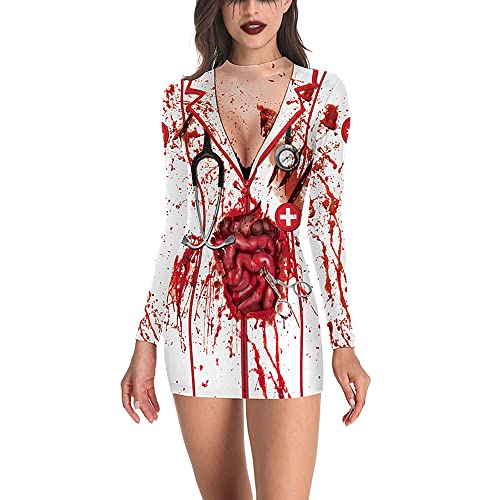 Jiumaocleu Damen Zombie Krankenschwester Cosplay Kostüm Horror Blutiges Krankenhaus Krankenschwester Uniform Kleid Halloween Party Verkleidung Kostüm für Frauen und Mädchen Jiumaocleu Damen Zombie Krankenschwester Cosplay Kostüm Horror Blutiges Krankenhaus Krankenschwester Uniform Kleid Halloween Party Verkleidung Kostüm für Frauen und Mädchen von Jiumaocleu