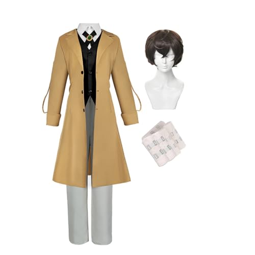 Jiumaocleu Dazai Osamu Cosplay Kunikida Doppo Kostüm Dazai Osamu Kostüm Outfit Komplettes Set Halloween Weihnachten Karneval Party Dress Up Anzug für Männer Frauen von Jiumaocleu