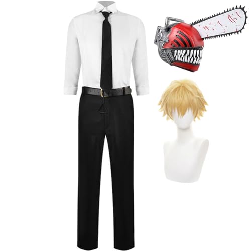 Jiumaocleu Denji Cosplay-Anzug, Denji-Kostüm für Herren, Teenager, Jacke, Hemd, Uniform, Outfit für Halloween-Party, Verkleiden von Jiumaocleu