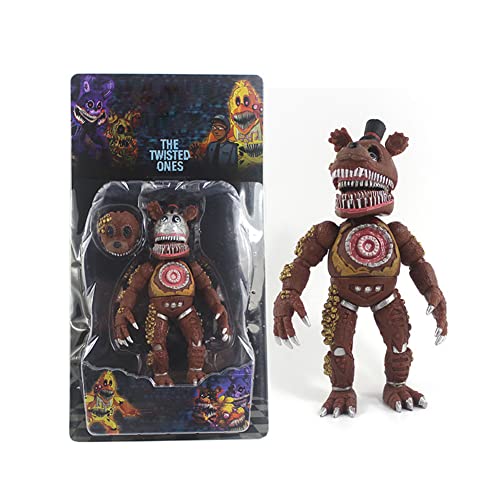 Jiumaocleu FNAF Figuren Fünf Nachtspiel Nightmare Foxy Bonnie Fazbear Chica Actionfiguren bewegliche Gelenke und austauschbare Maske Ornamente für Geschenk 18 cm, Typ 5 von Jiumaocleu