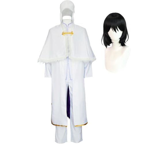 Jiumaocleu Fyodor Michailowitsch Dostojewski, Cosplay-Kostüm, komplettes Set mit Fjodor, D-Perückenhut, weißer Uniformmantel, Umhang für Halloween-Party von Jiumaocleu