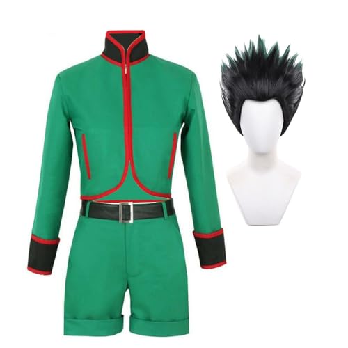 Jiumaocleu GON·FREECSS Cosplay-Kostüm für Herren, grüne Uniformen, Jacke, Shorts, komplettes Set, GON·FREECSS Perücken-Outfit, Rollenspiel für Halloween von Jiumaocleu