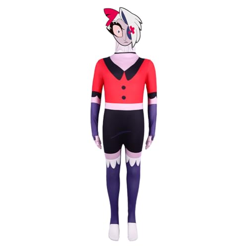 Jiumaocleu Hazbin Hotel Cosplay Kostüm Overall Bodysuit mit Maske, Engel Staub/Vaggie/Alastor Cosplay Outfits Anime Rollenspiel Kostüm für Party Karneval von Jiumaocleu