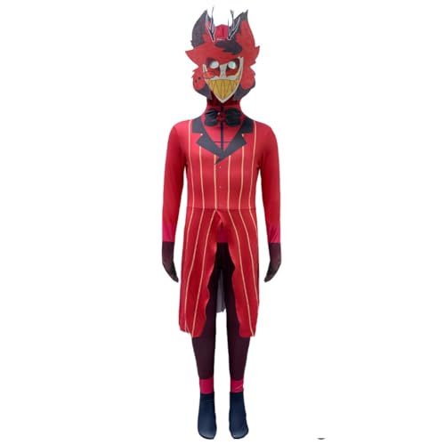 Jiumaocleu Hazbin Hotel Cosplay Kostüm Overall Bodysuit mit Maske, Engel Staub/Vaggie/Alastor Cosplay Outfits Anime Rollenspiel Kostüm für Party Karneval von Jiumaocleu