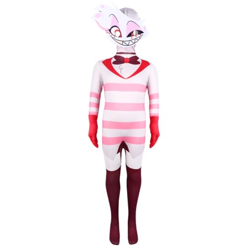 Jiumaocleu Hazbin Hotel Cosplay Kostüm Overall Bodysuit mit Maske, Engel Staub/Vaggie/Alastor Cosplay Outfits Anime Rollenspiel Kostüm für Party Karneval von Jiumaocleu