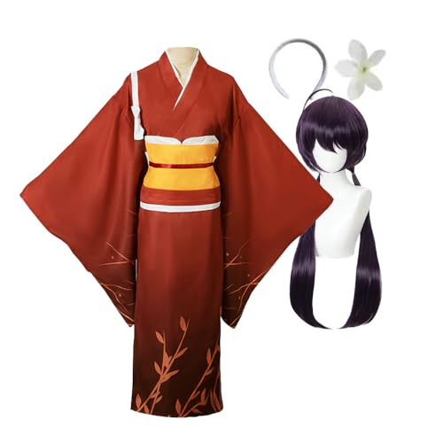 Jiumaocleu Izumi Kyouka Cosplay BSD Kostüm Outfit Komplettes Set Rot Kimono Izumi Kyouka Kostüm für Halloween Weihnachten Karneval Party Dress Up von Jiumaocleu