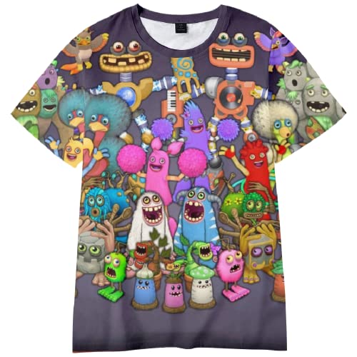 Jiumaocleu My Singing Monsters T-Shirt Unisex Sommer Atmungsaktiv Cool Kurzarm Top Tee für Kinder und Erwachsene von Jiumaocleu